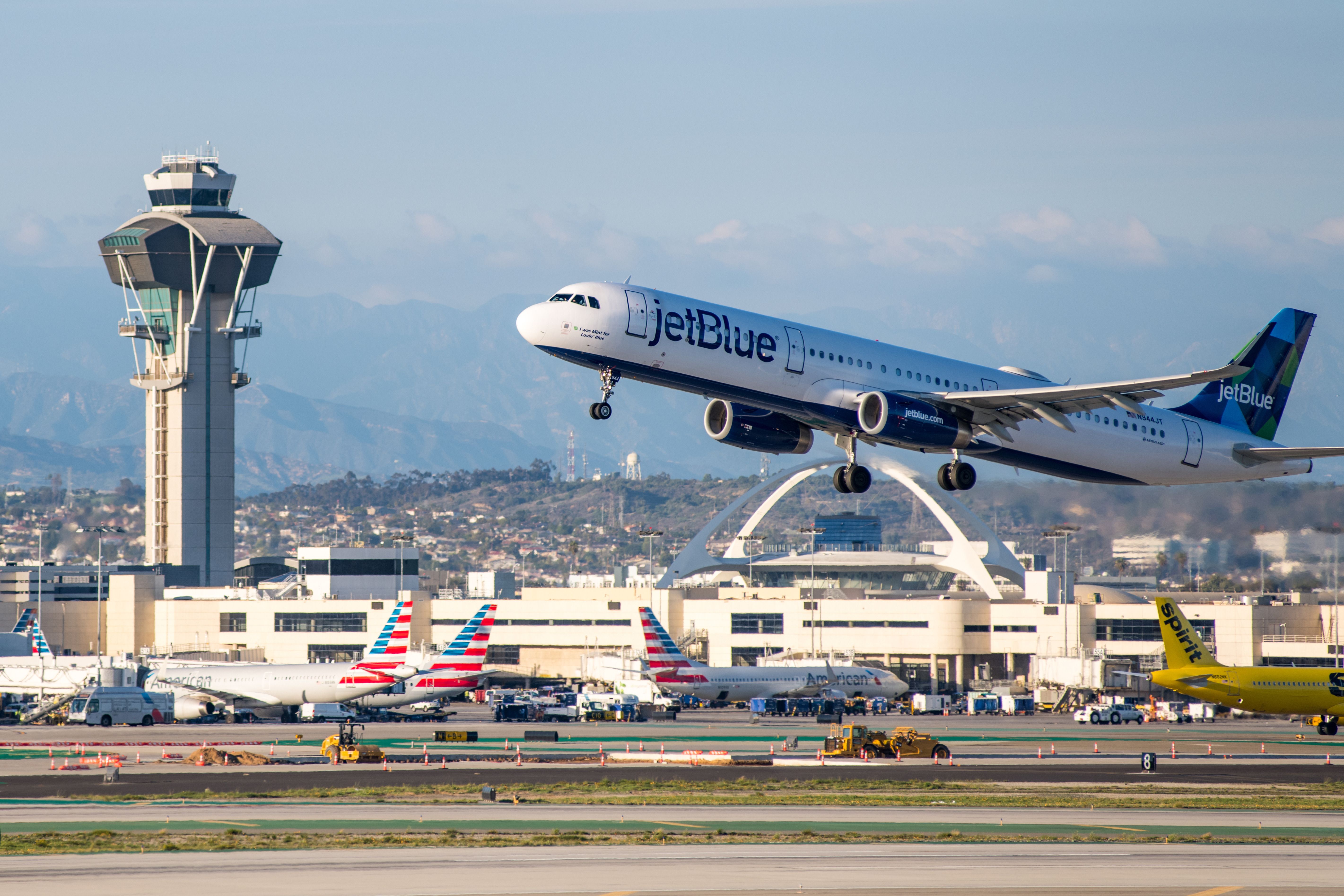     A JetBlue flight departing from Los Angeles International Airport (LAX)